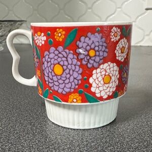 MCM Floral Red and White Mug
